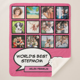 Weltbeste Stiefmutter Rosa Fotocollage Spaß Modern Sherpadecke