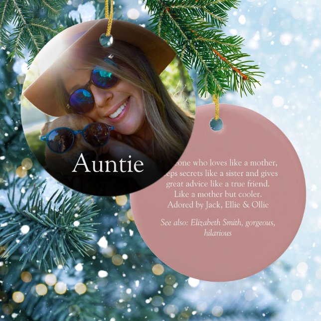 Weltbeste Tante, Tante Definition Foto Keramik Ornament (World's Best Ever Aunt Auntie Definition Photo Ceramic Ornament)