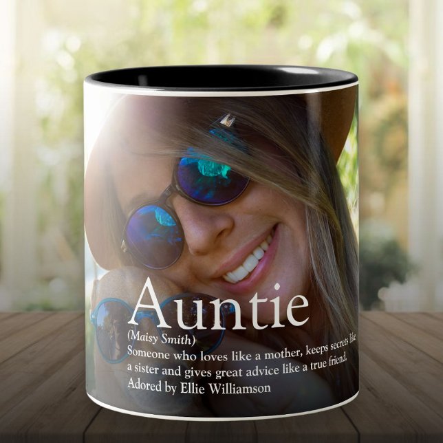Weltbeste Tante, Tante Definition Foto Zweifarbige Tasse (World's Best Ever Aunt, Auntie Definition Photo Two-Tone Coffee Mug)