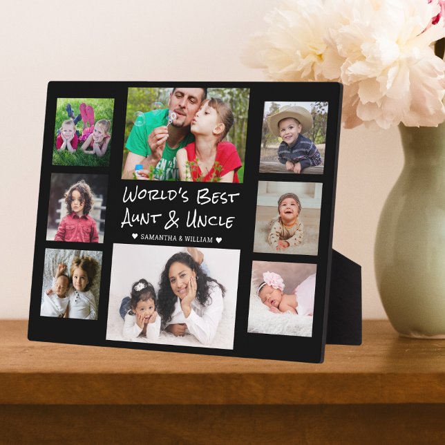 Weltbeste Tante und Onkel 8 FotoCollage Fotoplatte (World's Best Aunt And Uncle 8 Photo Collage Plaque- Aunt and uncle gift ideas)