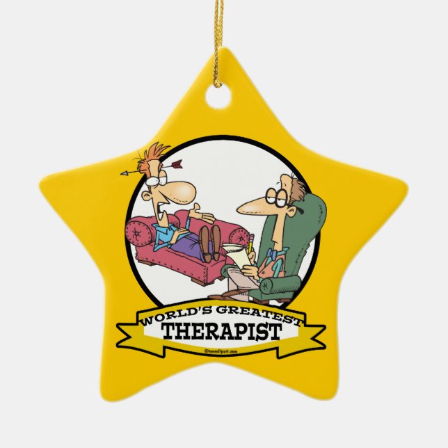 WELTBESTE THERAPIE MÄNNER CARTOON KERAMIKORNAMENT (Vorne)