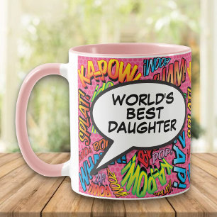 Weltbeste Tochter Lustig Modern Retro Comic Tasse