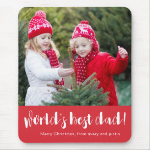 Weltbeste Vater Typografie Foto Red Holiday Mousepad
