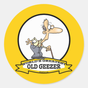 WELTBESTER ALTER GEEZER CARTOON RUNDER AUFKLEBER