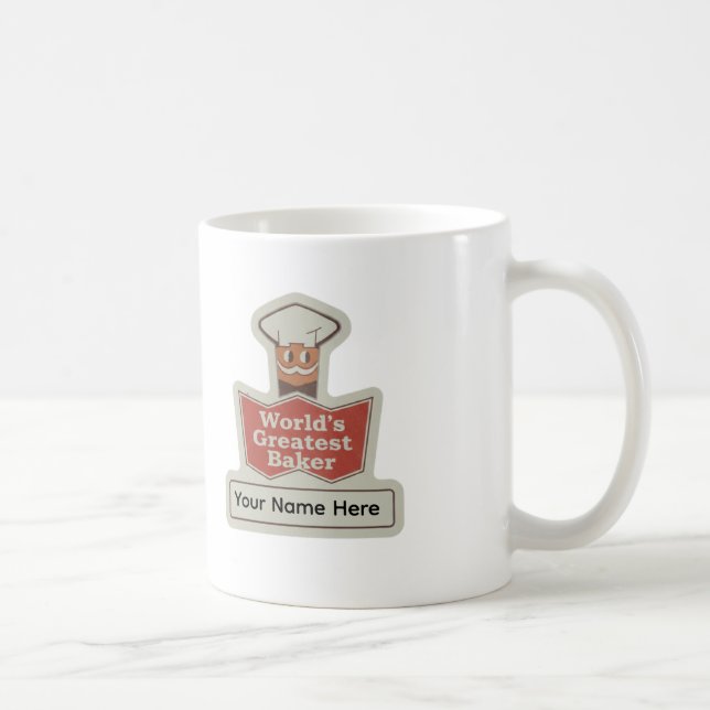 Weltbester Bäcker Retro-Cartoon-Tasse Kaffeetasse (Rechts)