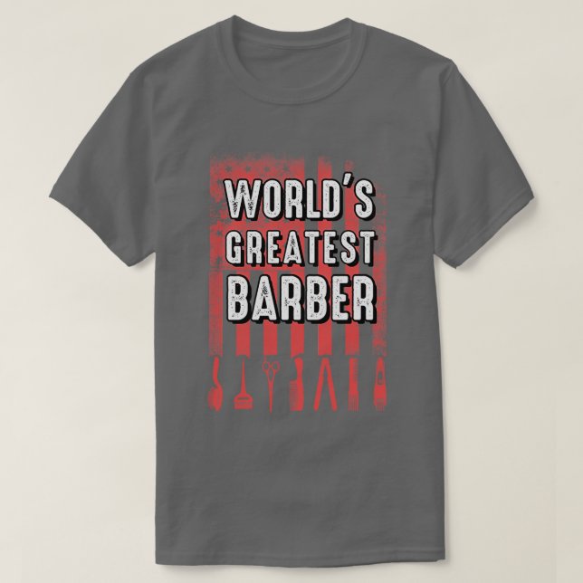 Weltbester Barber-Stylist - Amerikanische Flagge P T-Shirt (Design vorne)