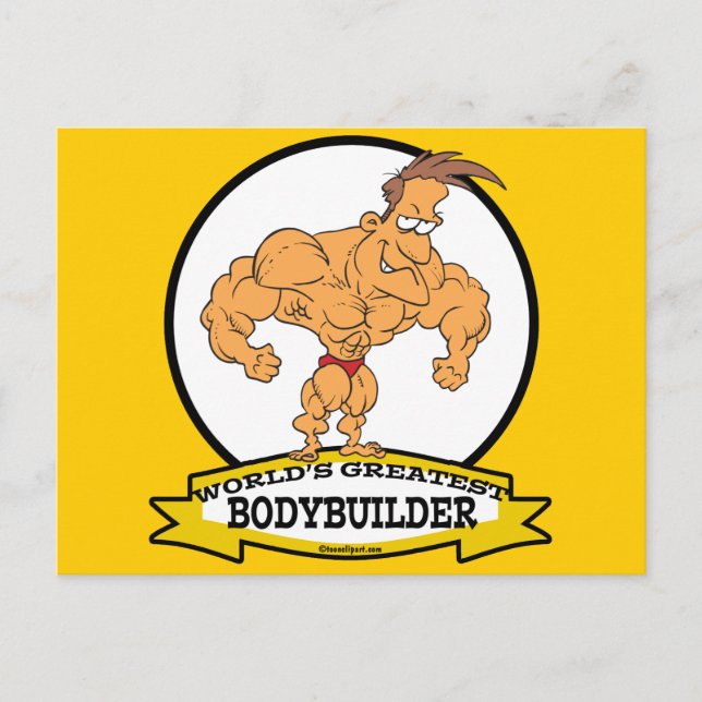 WELTBESTER BODYBUILDER MÄNNER CARTOON POSTKARTE (Vorderseite)