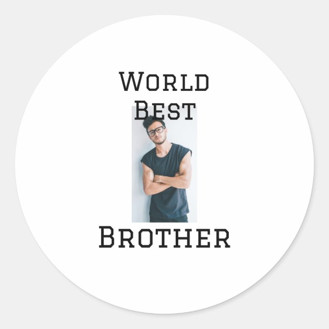 Weltbester Bruder fügt einfach den Text Sport hinz Runder Aufkleber (Vorderseite)