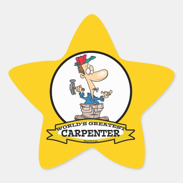 WELTBESTER CARPENTER MÄNNER CARTOON Stern-Aufkleber (Vorderseite)