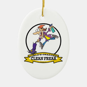 WELTBESTER CLEAN FREAK FRAUEN CARTOON KERAMIKORNAMENT