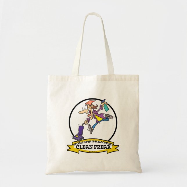 WELTBESTER CLEAN FREAK FRAUEN CARTOON TRAGETASCHE (Vorne)