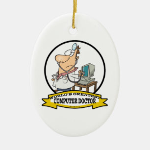 WELTBESTER COMPUTERARZT CARTOON KERAMIK ORNAMENT