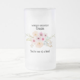 Weltbester Cousin - Girly Blume Spaß modern Mattglas Bierglas