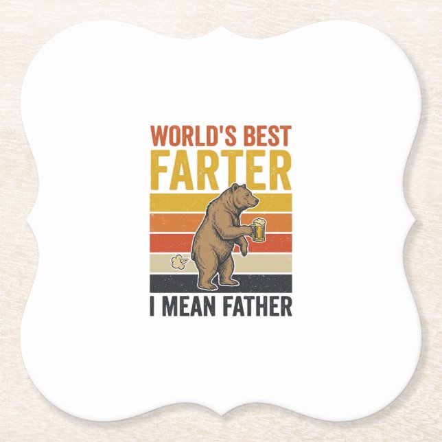 Weltbester Furzer Lustiger Vater Bär Untersetzer (Vorderseite)