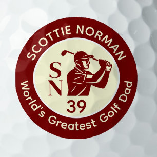 'Weltbester Golf-Vater' tiefrotes Logo Golfball