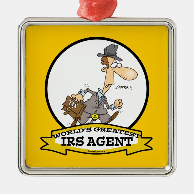 WELTBESTER IRS AGENT CARTOON ORNAMENT AUS METALL (Vorne)