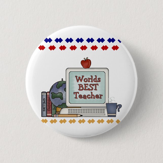 Weltbester Lehrer Button (Vorderseite)