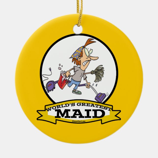 WELTBESTER MAID-CARTOON KERAMIK ORNAMENT (Vorne)