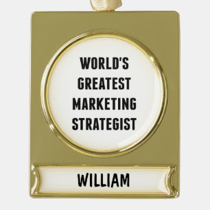 Weltbester Marketing Stratege Banner-Ornament Gold
