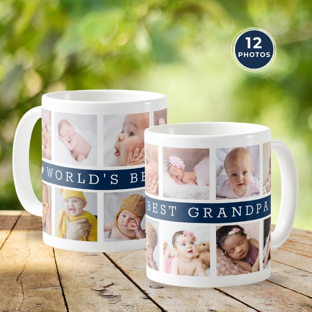 Weltbester Opa 12 Fotocollage Blau Kaffeetasse (Von Creator hochgeladen)