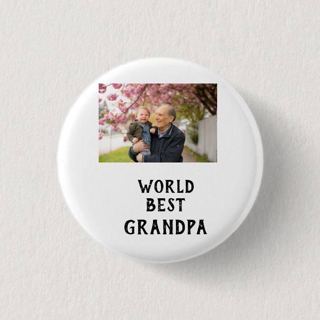 Weltbester Opa-Foto-Name Vatertag Opa Button (Vorderseite)