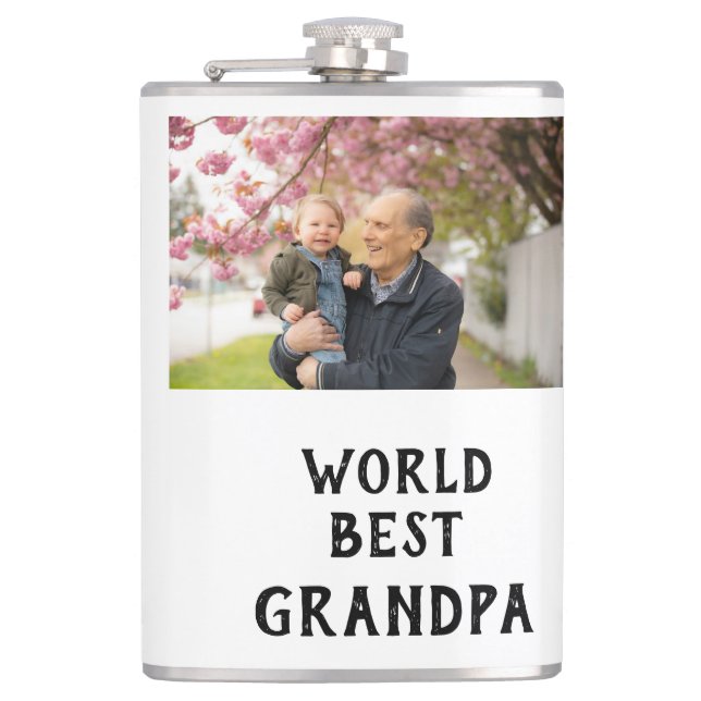 Weltbester Opa-Foto-Name Vatertag Opa Flachmann (Vorderseite)