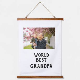 Weltbester Opa-Foto-Name Vatertag Opa Wandteppich Mit Holzrahmen