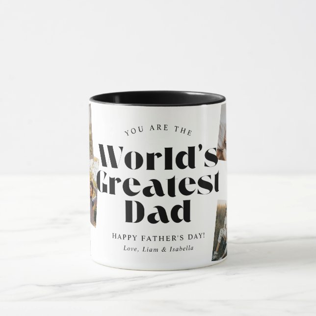 Weltbester Papa 6 Foto-Collage Tasse (Zentrum)