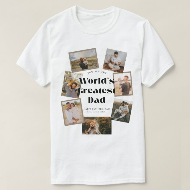 Weltbester Papa 7 Foto-Collage T-Shirt (Design vorne)