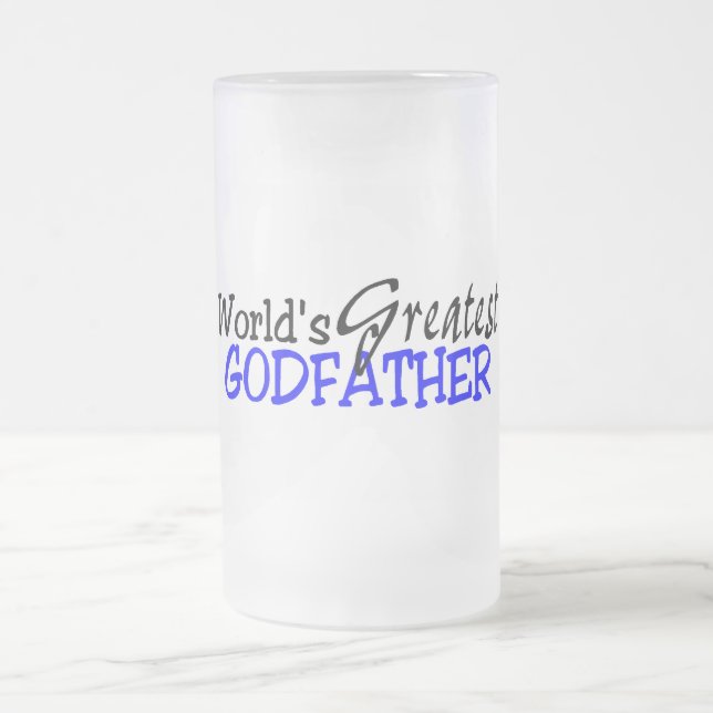 Weltbester Pate-blaues Schwarzes Mattglas Bierglas (Mittel)