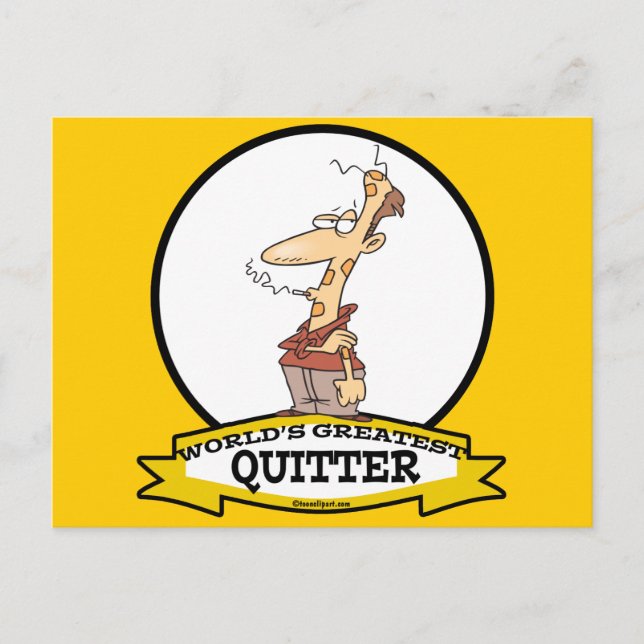 WELTBESTER QUITTER RAUCHER CARTOON POSTKARTE (Vorderseite)