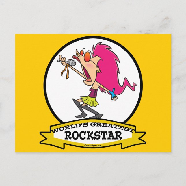 WELTBESTER ROCKSTAR CARTOON POSTKARTE (Vorderseite)