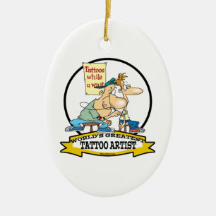 WELTBESTER TATTOO ARTIST CARTOON KERAMIK ORNAMENT