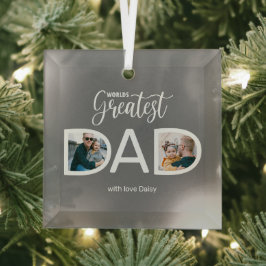 WELTBESTER VATER 2 FOTO ORNAMENT AUS GLAS