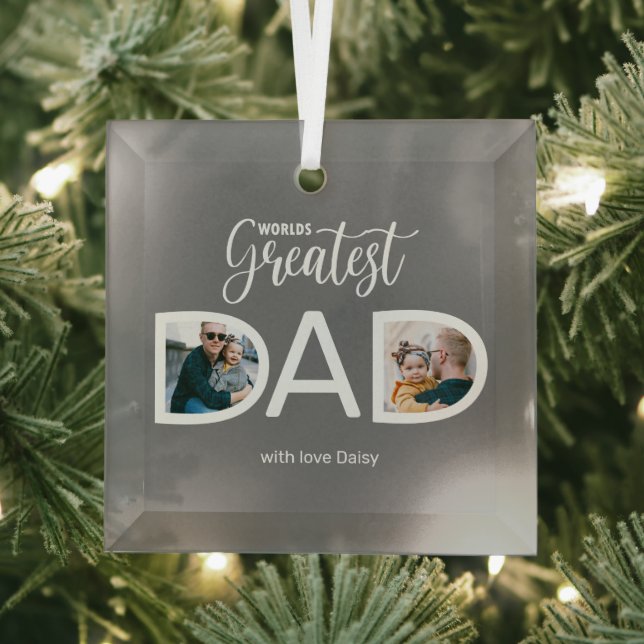 WELTBESTER VATER 2 FOTO ORNAMENT AUS GLAS (Insitu)