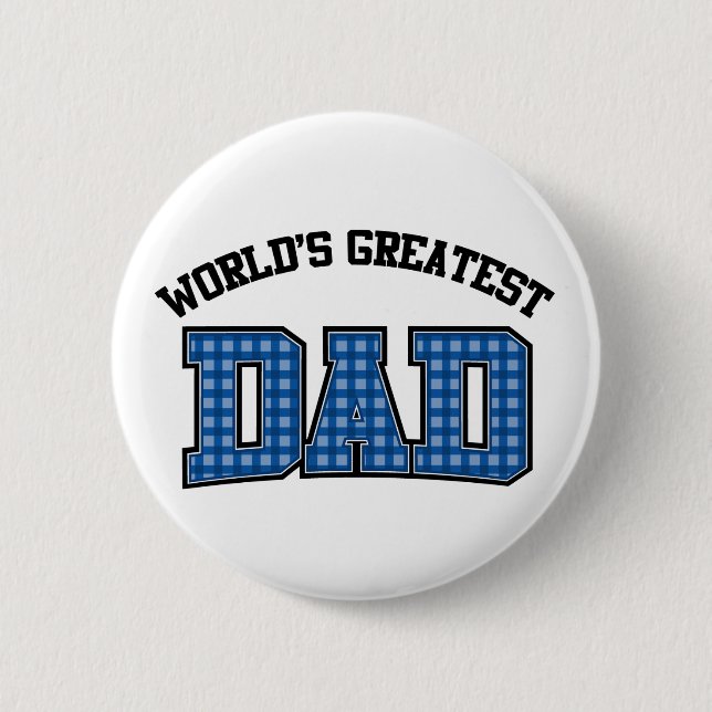 Weltbester Vater-Button Kariert Button (Vorderseite)