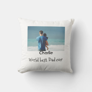 weltbester Vater jemals Foto Name Datum einfache V Kissen