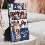 Weltbester Vater Monogram Foto Grid Collage Fotoplatte<br><div class="desc">Zeigen Sie Ihrem phantastischen Papa, wie wunderbar und lieblich er ist mit unserer lustigen und stilvollen "World's Greatest Vater" Custom Foto Collage und Monogramm-Plakette. Das Design bietet "Weltgrößter Vater" in stilvollem, weißem Typografie-Design und ist mit 9 Fotos und Monogramm Ihrer speziellen Familie individuell gestaltet. Großartiges Geschenk für den Tag des...</div>