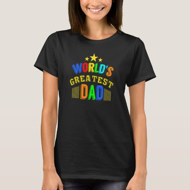 Weltbester Vater Niedlicher Regenbogenvathetag T-Shirt (Vorderseite)