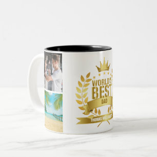 Weltbester Vater Vatertag 4 Foto Collage Zweifarbige Tasse
