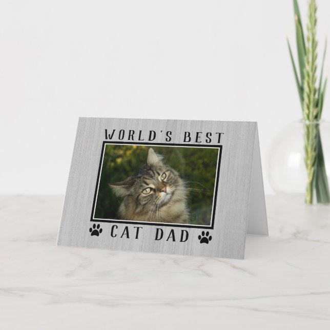 Weltbestes Cat Vater Foto Rustikaler Vater's Day Karte (Vorderseite)