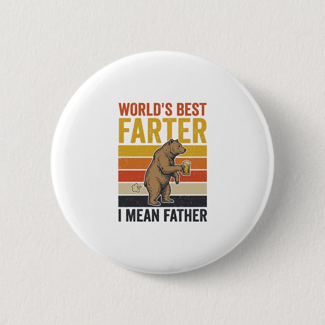 Weltbestes Furzer Lustiger Vater Bär Button (Vorderseite)