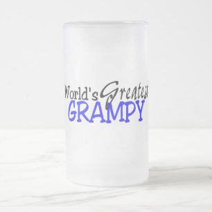 Weltbestes Grampy blaues Schwarzes Mattglas Bierglas
