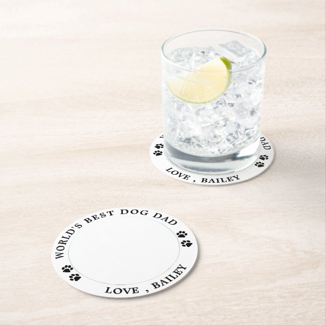 Weltbestes Hund-Vater-Foto für Personalisierte Hau Runder Pappuntersetzer (Vor Ort)