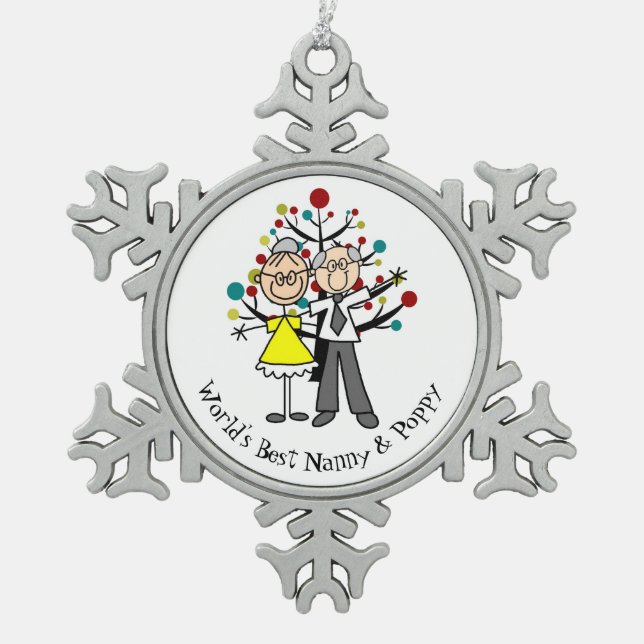 Weltbestes Kindermädchen und Mohnblume Schneeflocken Zinn-Ornament (Vorderseite)