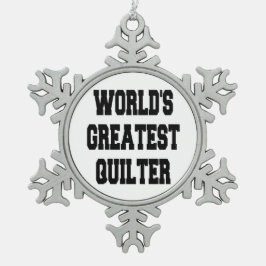 Weltbestes Quilter Schneeflocken Zinn-Ornament