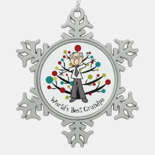 WeltBestGrandpa Schneeflocke-Verzierung Schneeflocken Zinn-Ornament