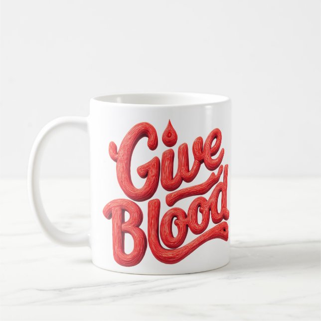 Weltblutspendertag - Glossy Blood Donation Text Kaffeetasse (Links)
