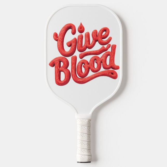 Weltblutspendertag - Glossy Blood Donation Text Pickleball Schläger (Vorderseite)
