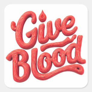 Weltblutspendertag - Glossy Blood Donation Text Quadratischer Aufkleber
